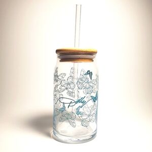 DOLLY PARTON Limited Edition Kitchenware Collection Glass Tumbler Blue 15.5 Oz.